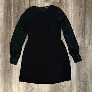 Ann Taylor Shimmer Clip Sleeve Shift Long Sleeve Dress - 6